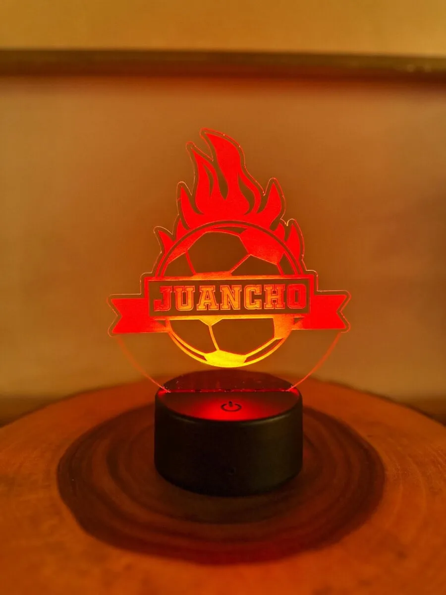 LED soccer trophy with