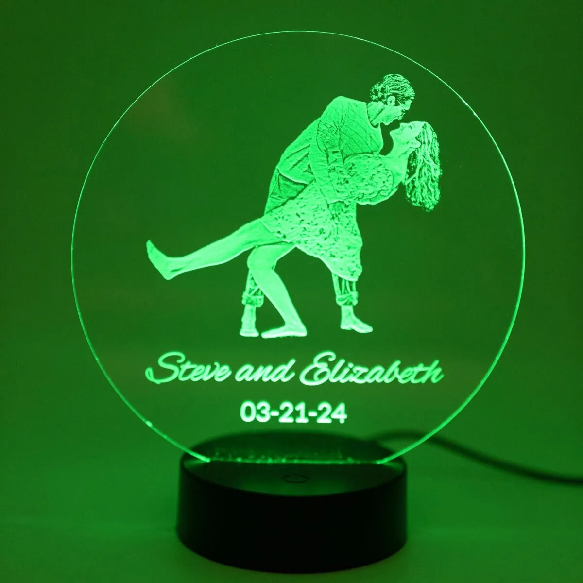 Custom wedding dance LED night light with names and date.