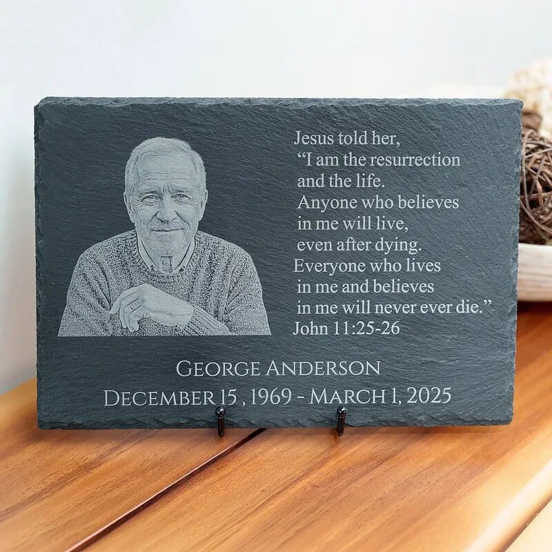 Grandfather memorial slate with stand - Shoreline Laser