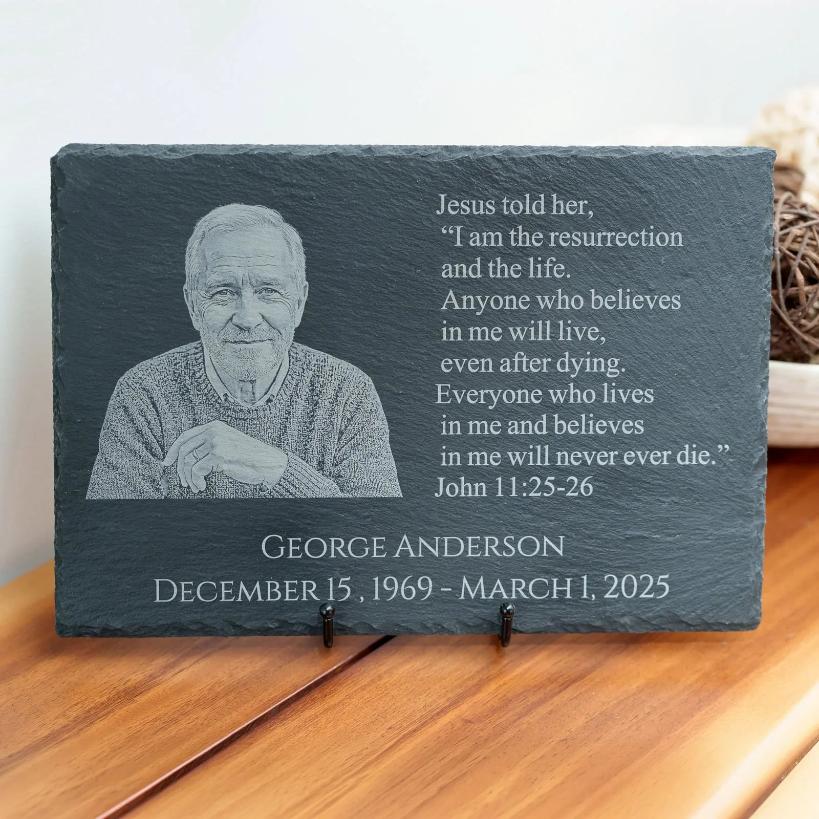 Grandfather memorial slate with stand - Shoreline Laser