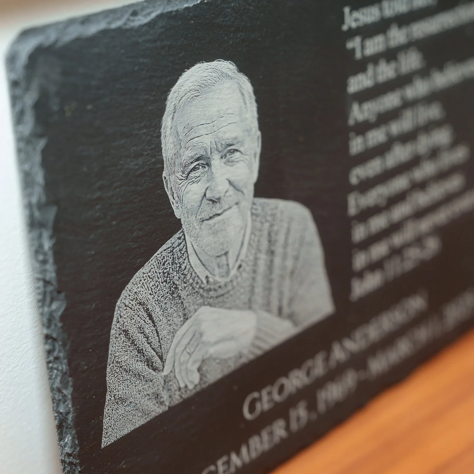 Grandfather memorial slate with stand - Shoreline Laser