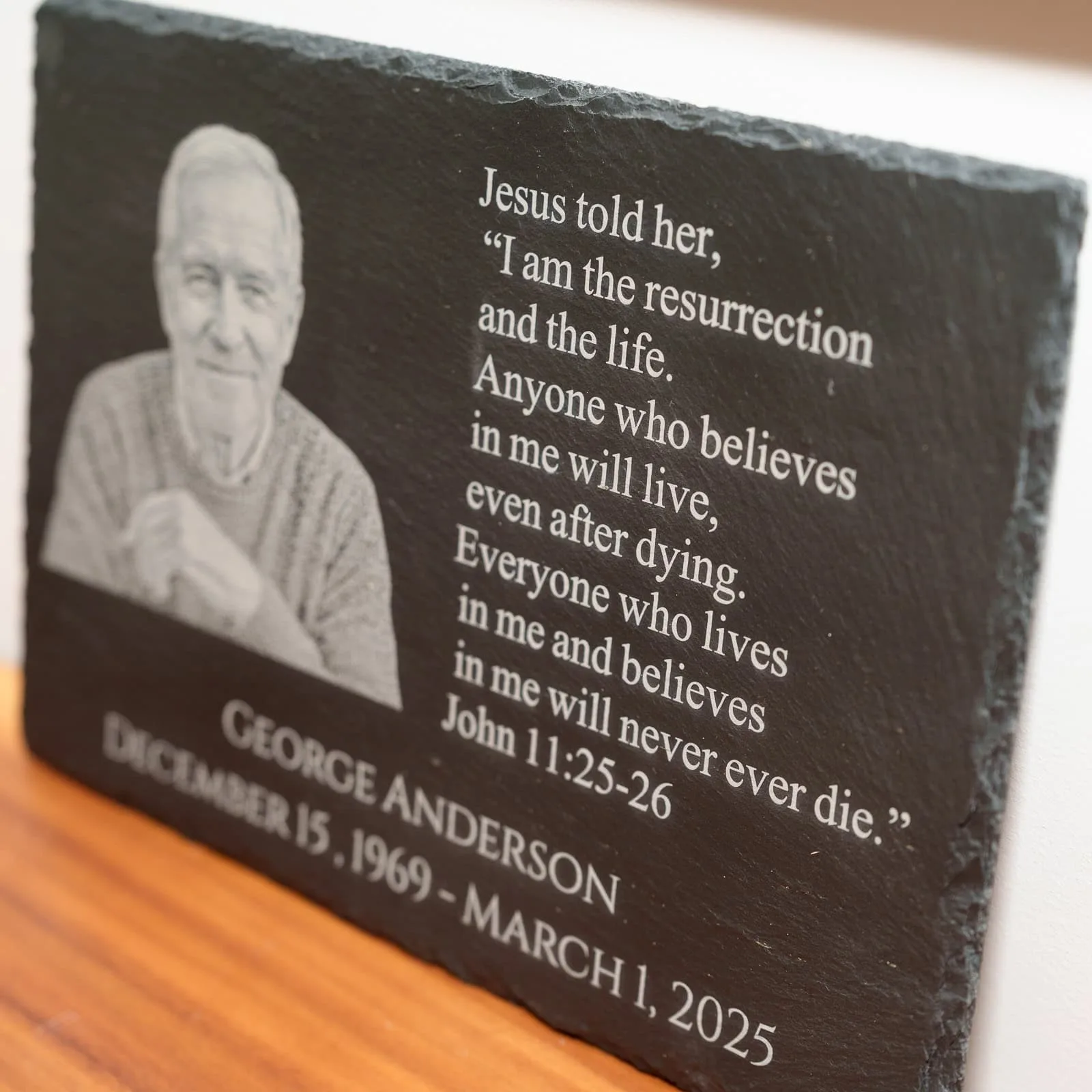 Grandfather memorial slate with stand - Shoreline Laser