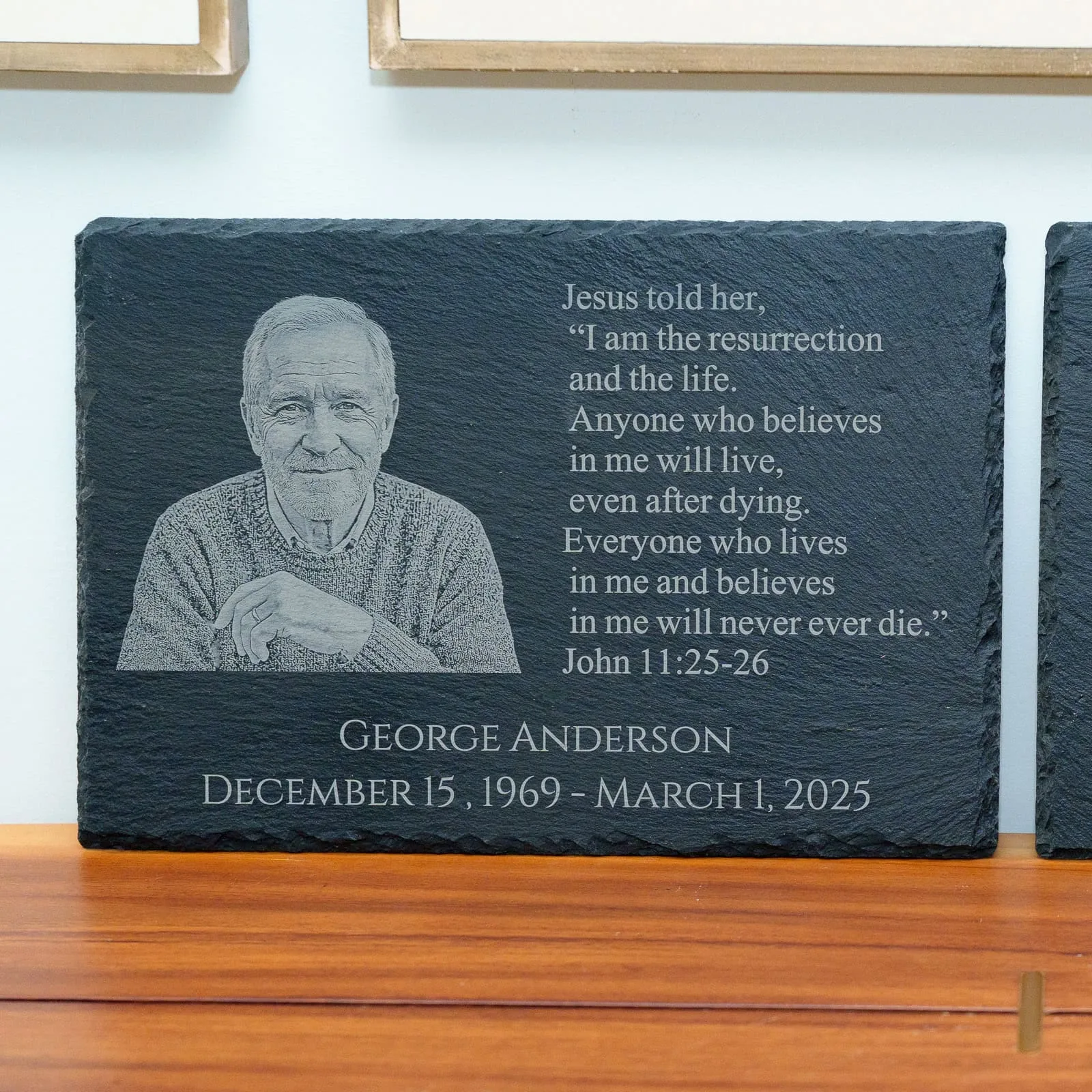 Grandfather memorial slate with stand - Shoreline Laser